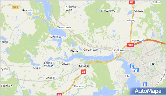 mapa Chrzanowo gmina Ełk, Chrzanowo gmina Ełk na mapie Targeo