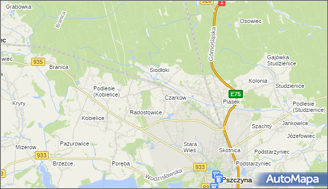 mapa Czarków gmina Pszczyna, Czarków gmina Pszczyna na mapie Targeo