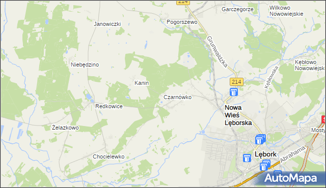 mapa Czarnówko gmina Nowa Wieś Lęborska, Czarnówko gmina Nowa Wieś Lęborska na mapie Targeo