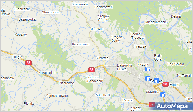 mapa Czerteż, Czerteż na mapie Targeo