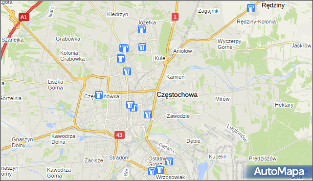 mapa Częstochowy, Częstochowa na mapie Targeo