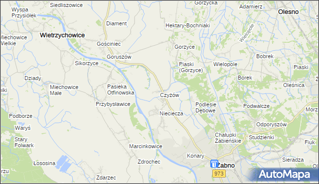 mapa Czyżów gmina Żabno, Czyżów gmina Żabno na mapie Targeo