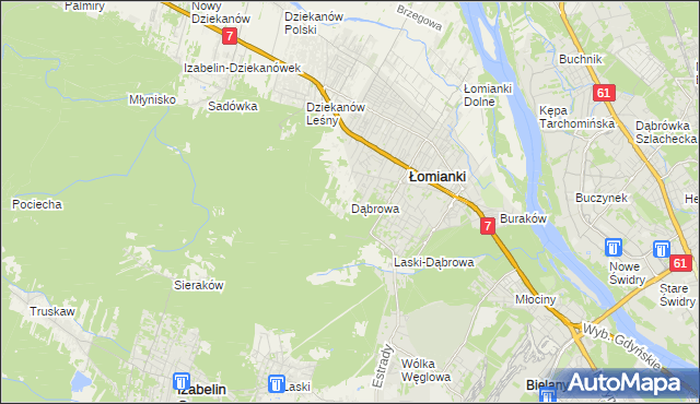 mapa Dąbrowa gmina Łomianki, Dąbrowa gmina Łomianki na mapie Targeo