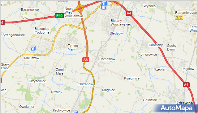 mapa Domasław, Domasław na mapie Targeo