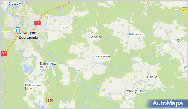 mapa Drągowina, Drągowina na mapie Targeo