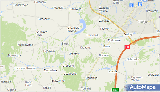 mapa Drzązna, Drzązna na mapie Targeo
