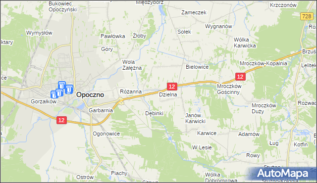 mapa Dzielna gmina Opoczno, Dzielna gmina Opoczno na mapie Targeo
