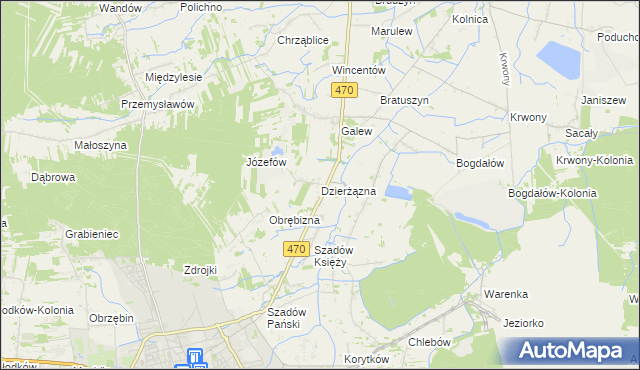 mapa Dzierżązna gmina Turek, Dzierżązna gmina Turek na mapie Targeo