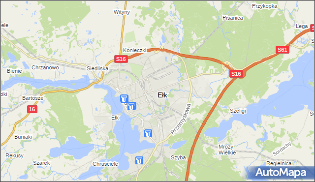 mapa Ełku, Ełk na mapie Targeo