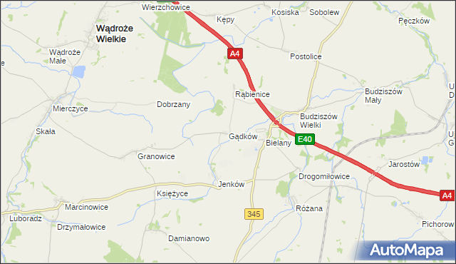 mapa Gądków, Gądków na mapie Targeo