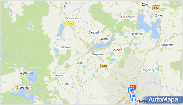 mapa Gajewko, Gajewko na mapie Targeo