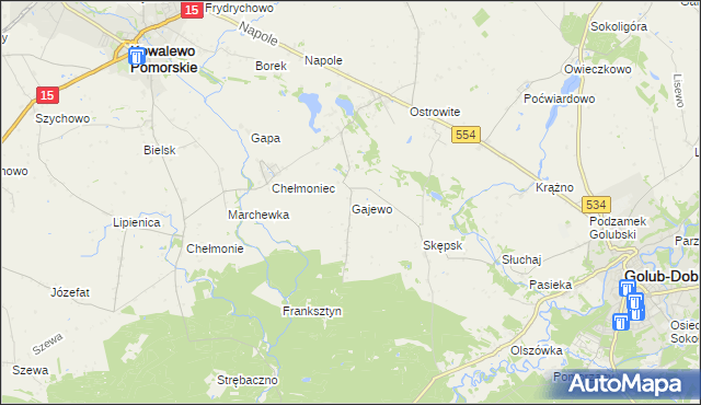 mapa Gajewo gmina Golub-Dobrzyń, Gajewo gmina Golub-Dobrzyń na mapie Targeo
