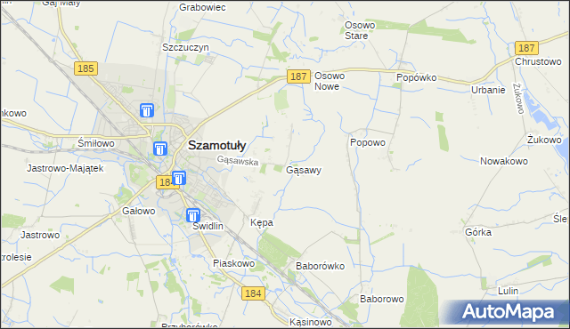 mapa Gąsawy, Gąsawy na mapie Targeo