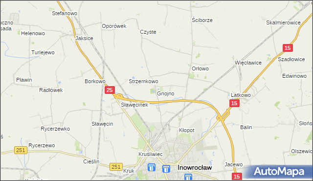 mapa Gnojno gmina Inowrocław, Gnojno gmina Inowrocław na mapie Targeo