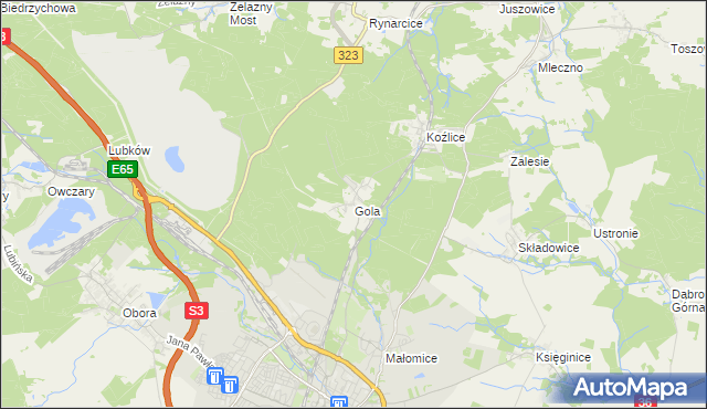 mapa Gola gmina Lubin, Gola gmina Lubin na mapie Targeo