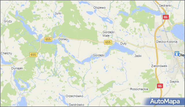 mapa Gordejki, Gordejki na mapie Targeo