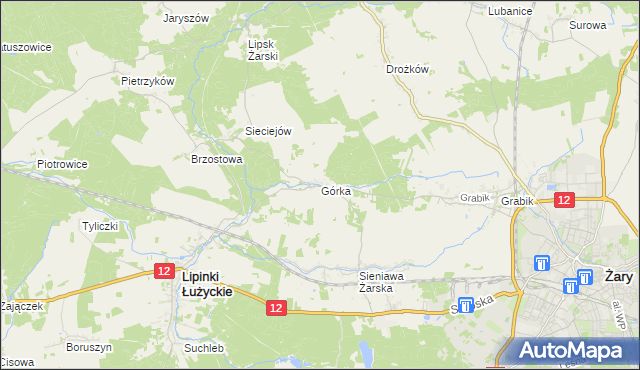 mapa Górka gmina Lipinki Łużyckie, Górka gmina Lipinki Łużyckie na mapie Targeo