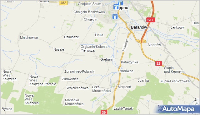 mapa Grębanin, Grębanin na mapie Targeo