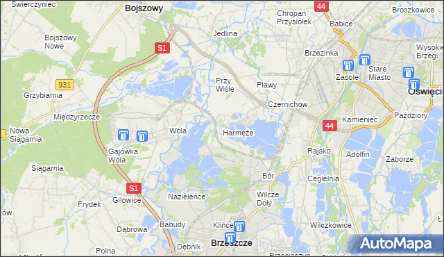mapa Harmęże, Harmęże na mapie Targeo