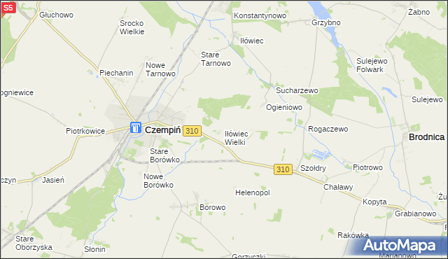 mapa Iłówiec Wielki, Iłówiec Wielki na mapie Targeo