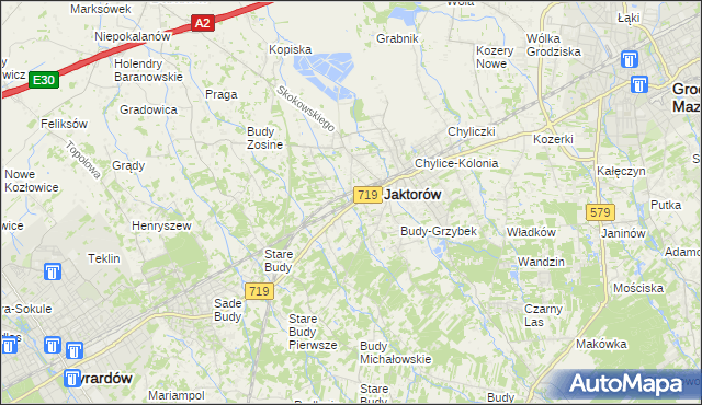mapa Jaktorów-Kolonia, Jaktorów-Kolonia na mapie Targeo