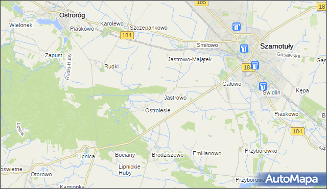 mapa Jastrowo, Jastrowo na mapie Targeo