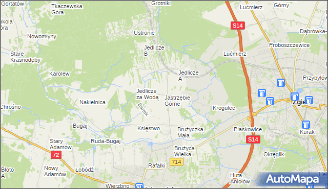 mapa Jastrzębie Górne, Jastrzębie Górne na mapie Targeo