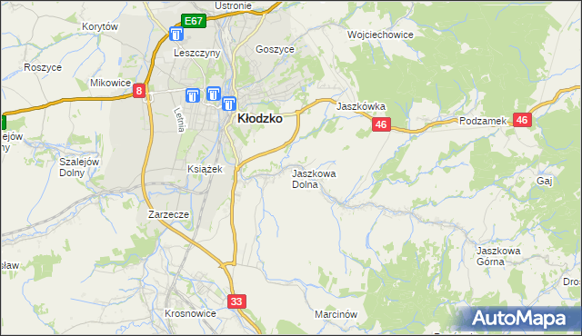 mapa Jaszkowa Dolna, Jaszkowa Dolna na mapie Targeo