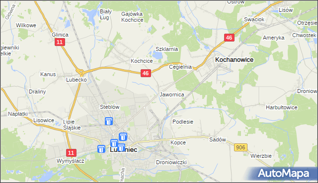 mapa Jawornica gmina Kochanowice, Jawornica gmina Kochanowice na mapie Targeo