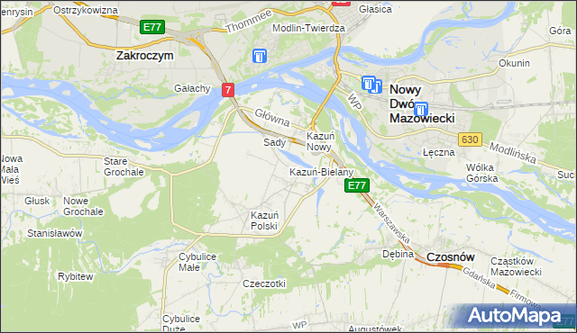 mapa Kazuń-Bielany, Kazuń-Bielany na mapie Targeo