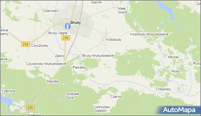 mapa Kinice gmina Brusy, Kinice gmina Brusy na mapie Targeo