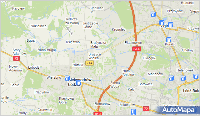 mapa Kolonia Brużyca, Kolonia Brużyca na mapie Targeo