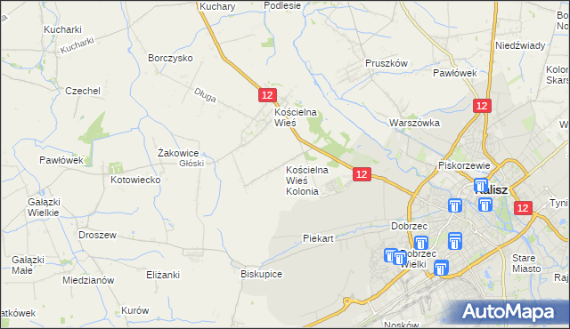 mapa Kościelna Wieś Kolonia, Kościelna Wieś Kolonia na mapie Targeo