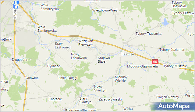 mapa Krajewo Białe, Krajewo Białe na mapie Targeo