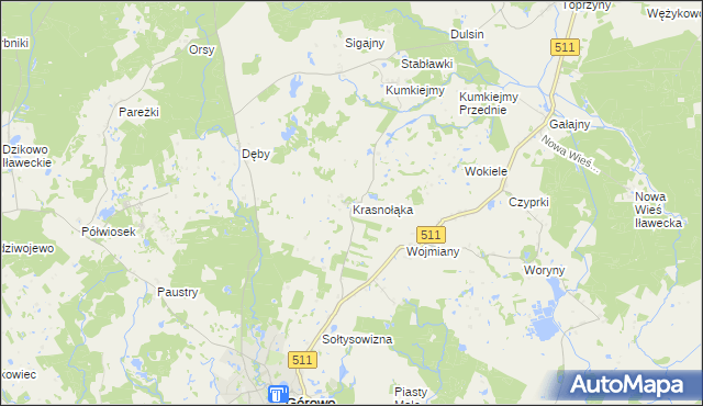 mapa Krasnołąka gmina Górowo Iławeckie, Krasnołąka gmina Górowo Iławeckie na mapie Targeo