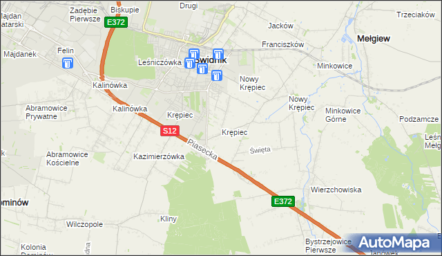 mapa Krępiec gmina Mełgiew, Krępiec gmina Mełgiew na mapie Targeo