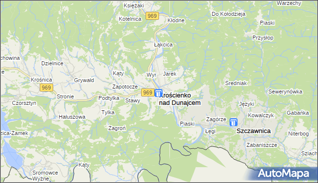 mapa Krościenko nad Dunajcem, Krościenko nad Dunajcem na mapie Targeo