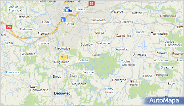 mapa Łaski gmina Jasło, Łaski gmina Jasło na mapie Targeo