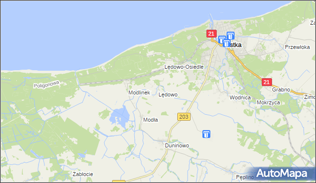 mapa Lędowo gmina Ustka, Lędowo gmina Ustka na mapie Targeo