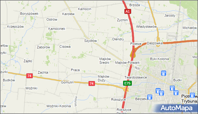 mapa Majków Średni, Majków Średni na mapie Targeo