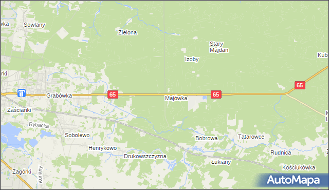 mapa Majówka gmina Supraśl, Majówka gmina Supraśl na mapie Targeo