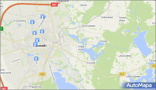 mapa Mała Huta gmina Suwałki, Mała Huta gmina Suwałki na mapie Targeo