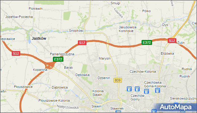mapa Marysin gmina Jastków, Marysin gmina Jastków na mapie Targeo