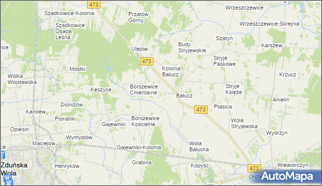 mapa Młynisko gmina Łask, Młynisko gmina Łask na mapie Targeo