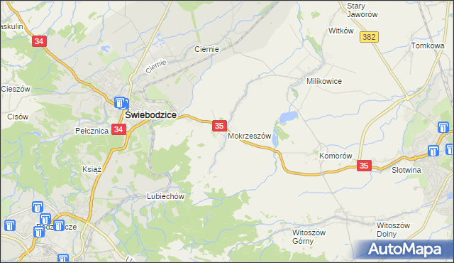 mapa Mokrzeszów, Mokrzeszów na mapie Targeo