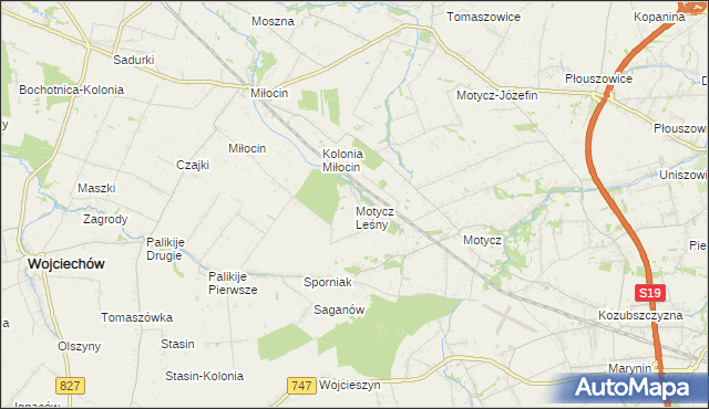 mapa Motycz Leśny, Motycz Leśny na mapie Targeo