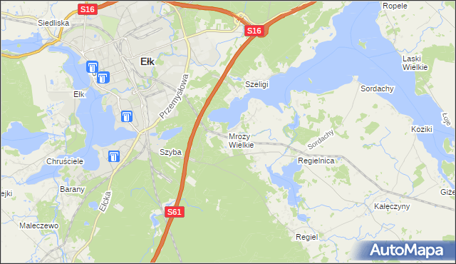 mapa Mrozy Wielkie, Mrozy Wielkie na mapie Targeo