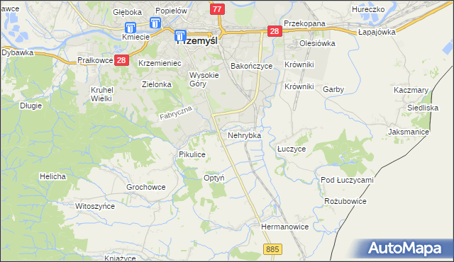 mapa Nehrybka, Nehrybka na mapie Targeo