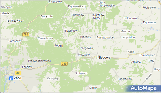 mapa Niegówka, Niegówka na mapie Targeo
