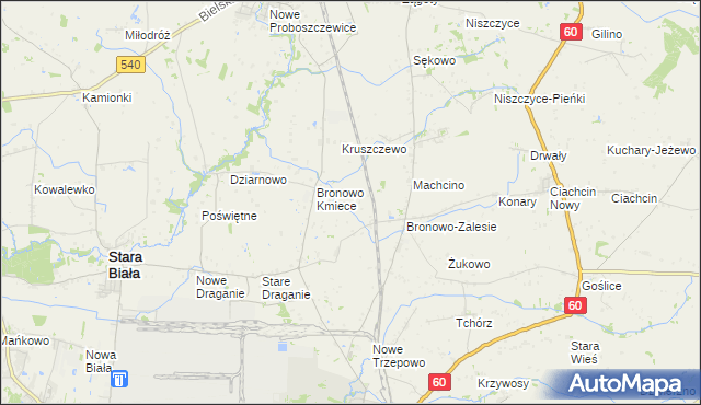 mapa Nowe Bronowo, Nowe Bronowo na mapie Targeo